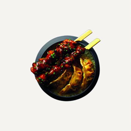 Brochettes Poulet Yakitori et Gyozas