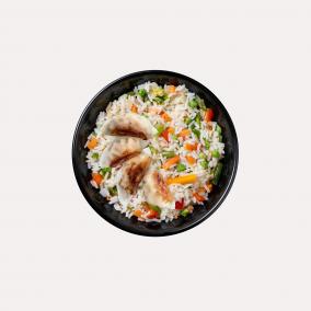 Gyozas au poulet et riz cantonais