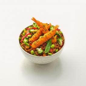 Nouilles aux crevettes tempura